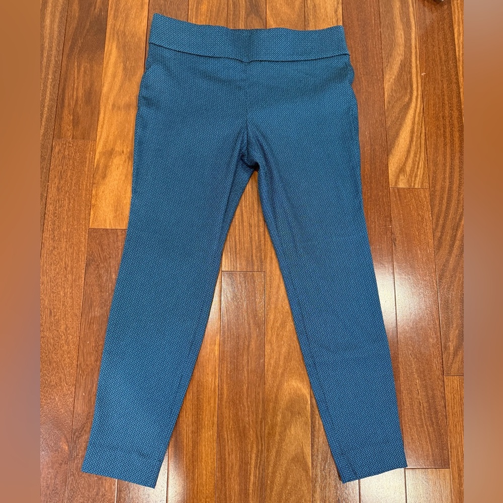 Worthington Teal and Blue Textured Ankle Pant Leggings